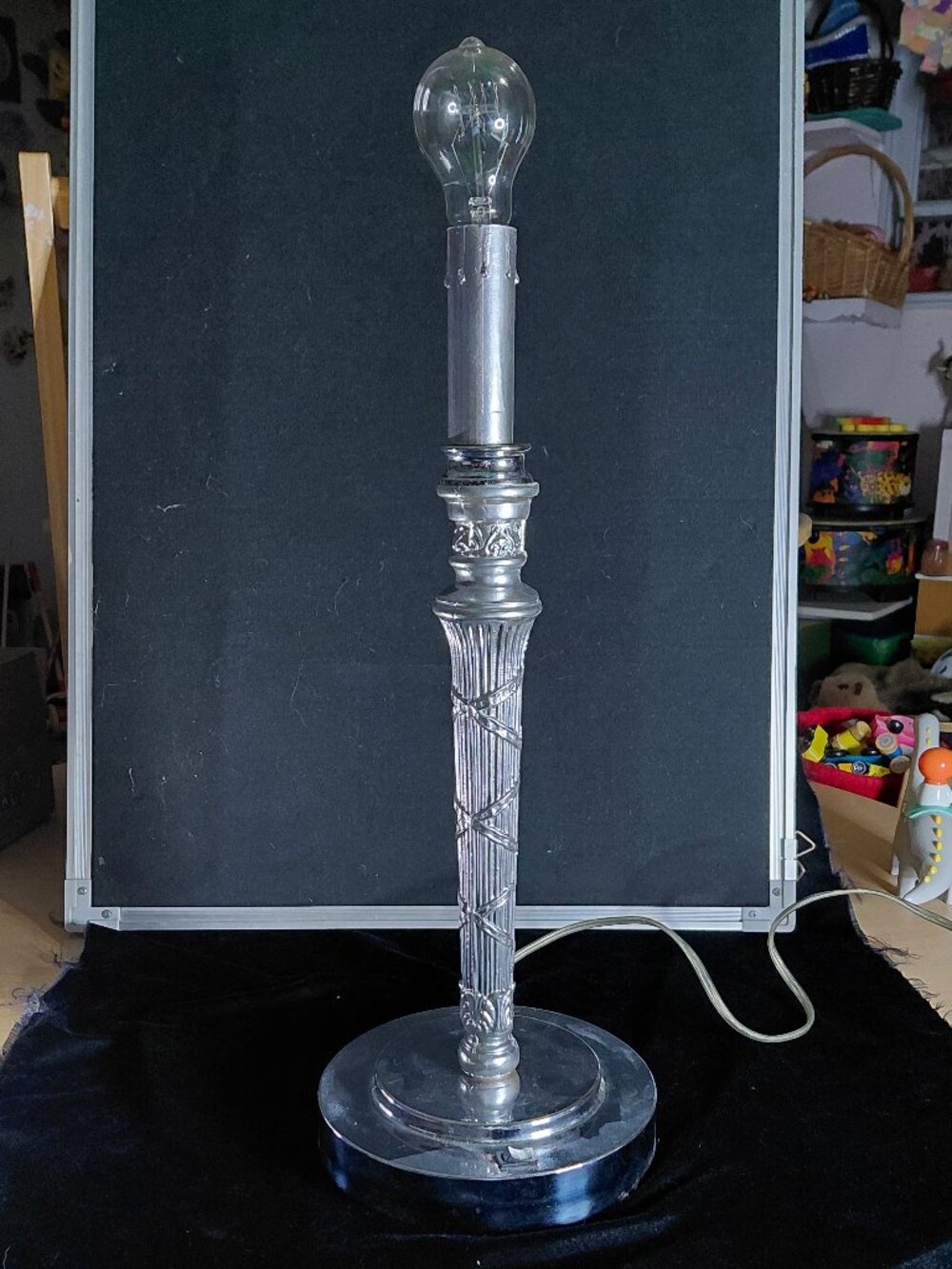 Unique Silver Torch Lamp - one of a kind - designer Americana Art mood light
